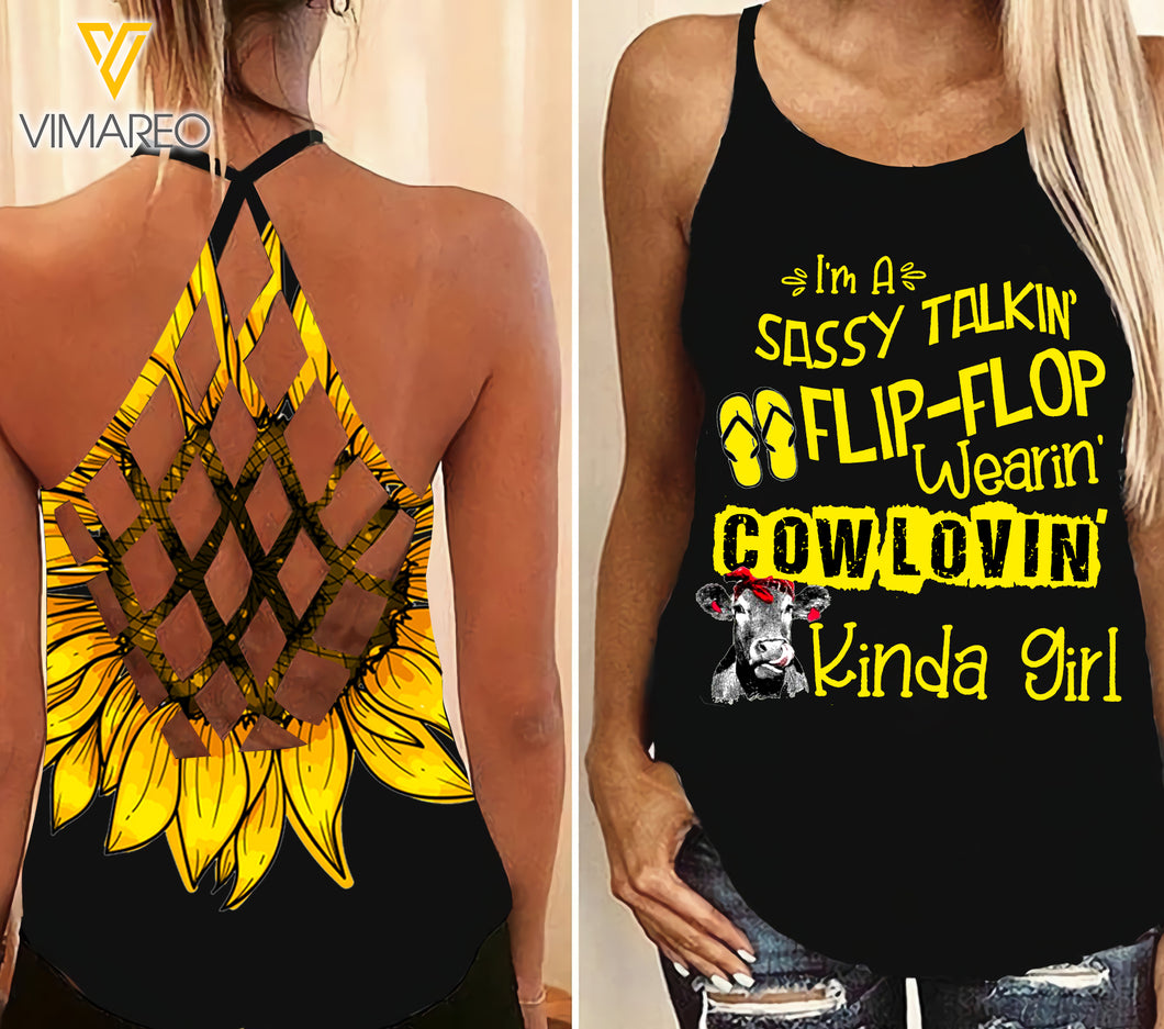 Cow Girl Criss-Cross Open Back Camisole Tank Top ZD1903