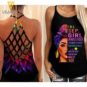 SEPTEMBER GIRL SUNFLOWER CRISS-CROSS TANK TOP