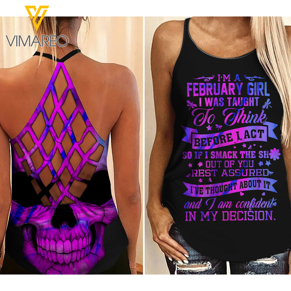 February girl Criss-Cross Open Back Camisole Tank Top  ZD2903