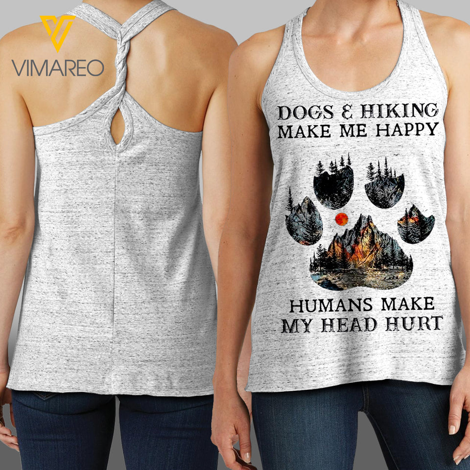 Hiking and Dog lover Ladies Cosmic Twisted Back Tank