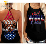 KHMD RED WINE BLUE Criss-Cross Tank Top 0104
