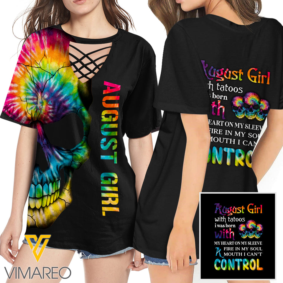 KHMD AUGUST GIRL CONTROL 3D Printed Lace up T-Shirt 2106