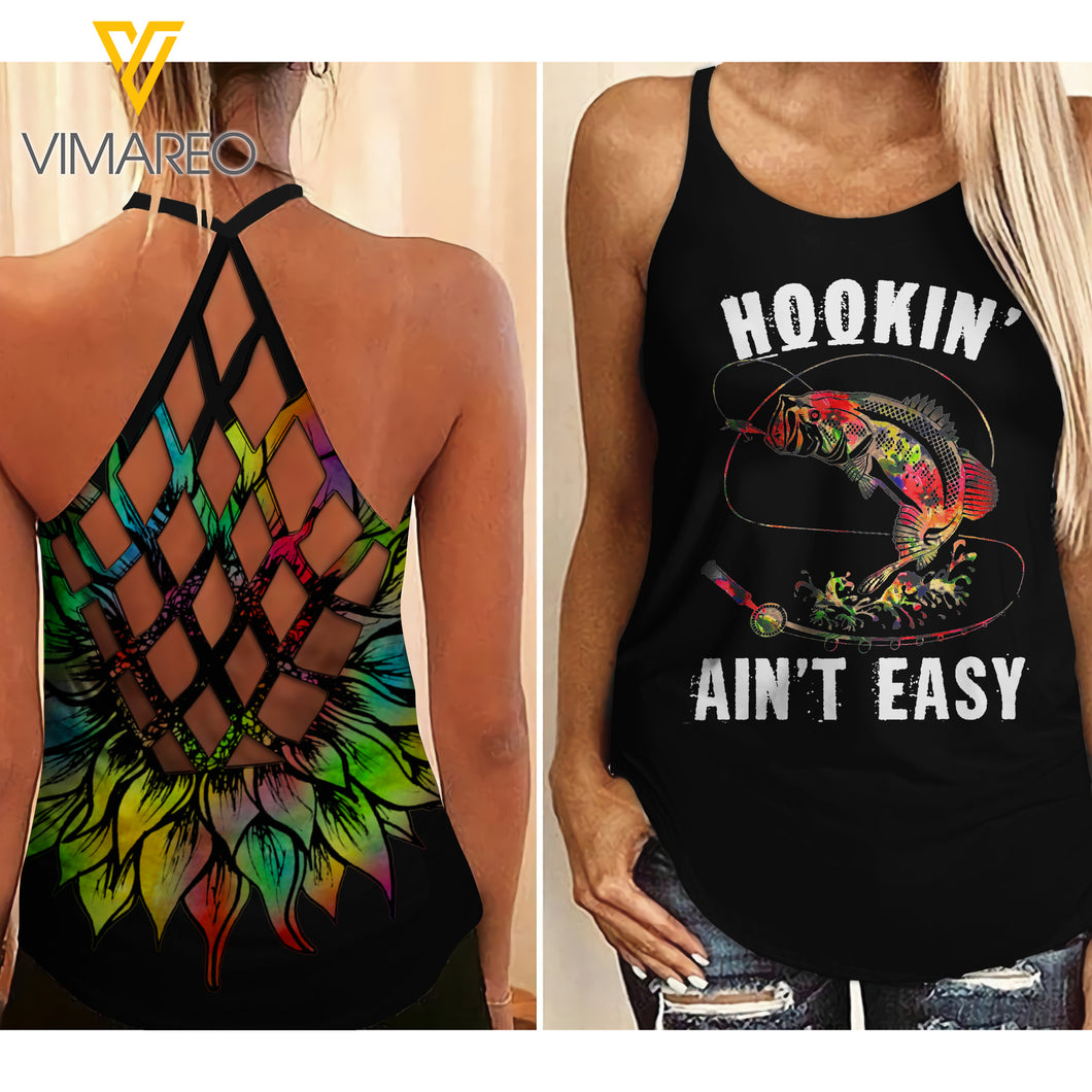 Aint Easy Criss-Cross Open Back Camisole Tank Top FNBLS