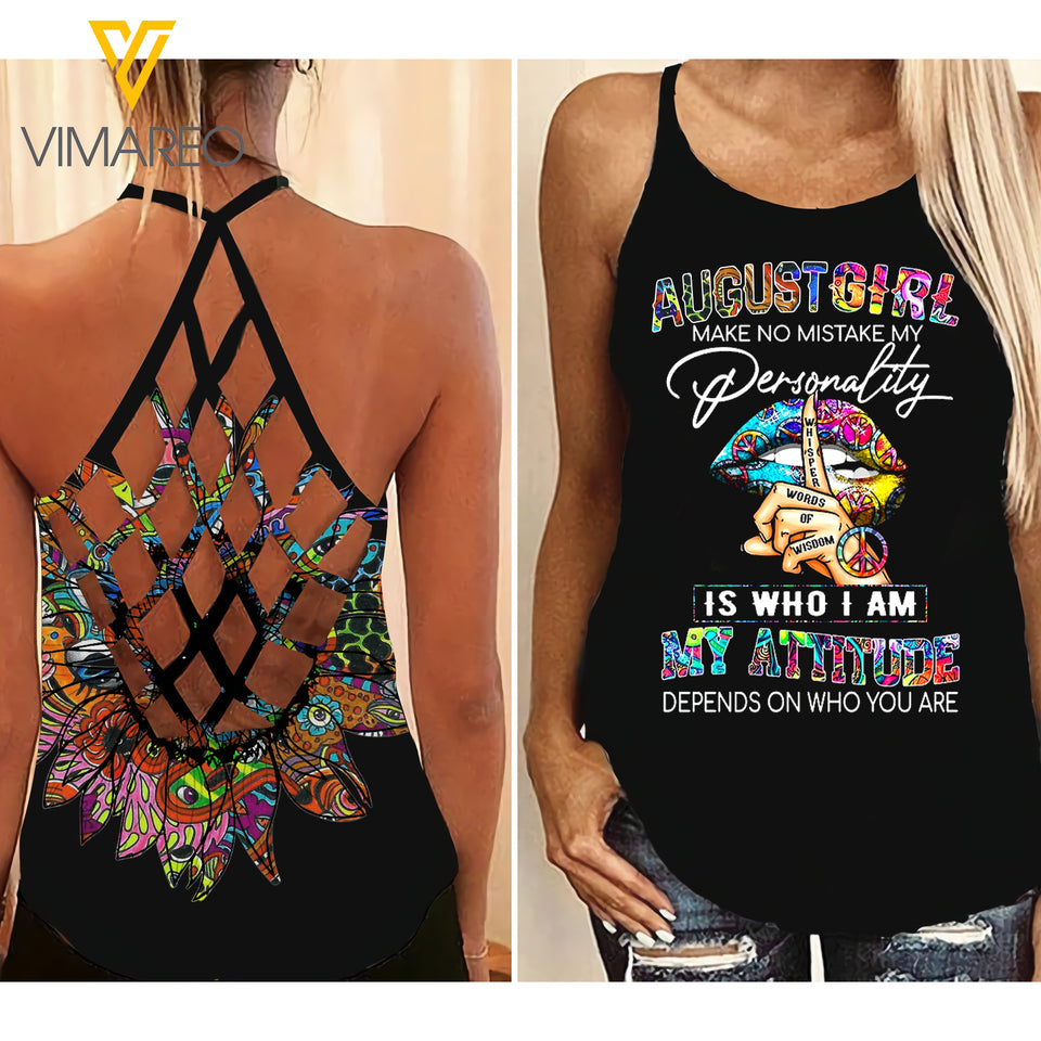 August Girl Criss-Cross Open Back Camisole Tank Top Legging MMDW