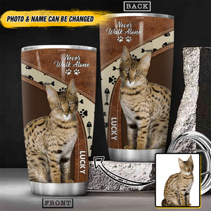 Personalized Image Bengal Cat Never Walk Alone Tumbler Cup Printed QTHY2610