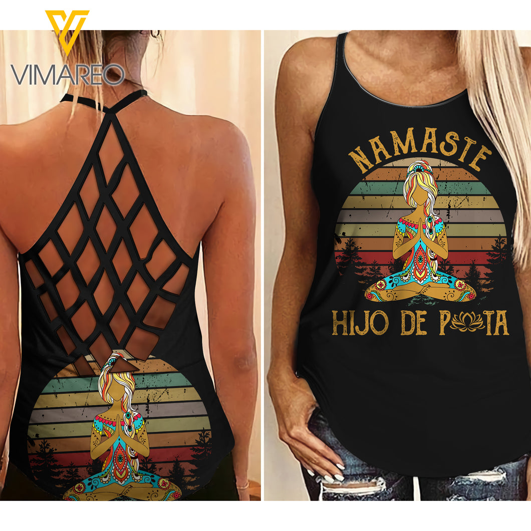 Namaste Criss-Cross Open Back Camisole Tank Top CSSJE1