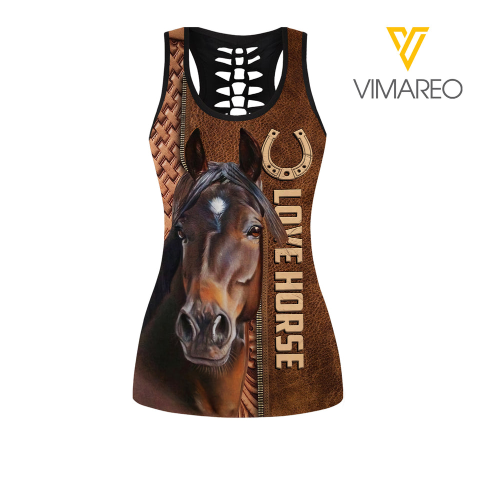 Love horse Criss-Cross Open Back Camisole Tank Top Legging V3Q