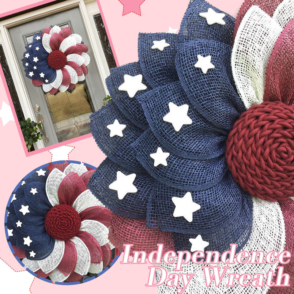 Patriotic Floral Grapevine Wreath Independence Day Wreath