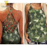 Chicken Criss-Cross Open Back Camisole Tank Top QFJGA