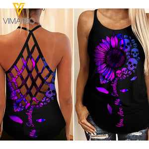 You are my Sunshine Criss-Cross Open Back Camisole Tank Top AKDJEW3